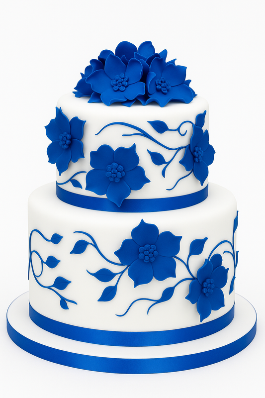 Royal Blue Elegance Combination Cake