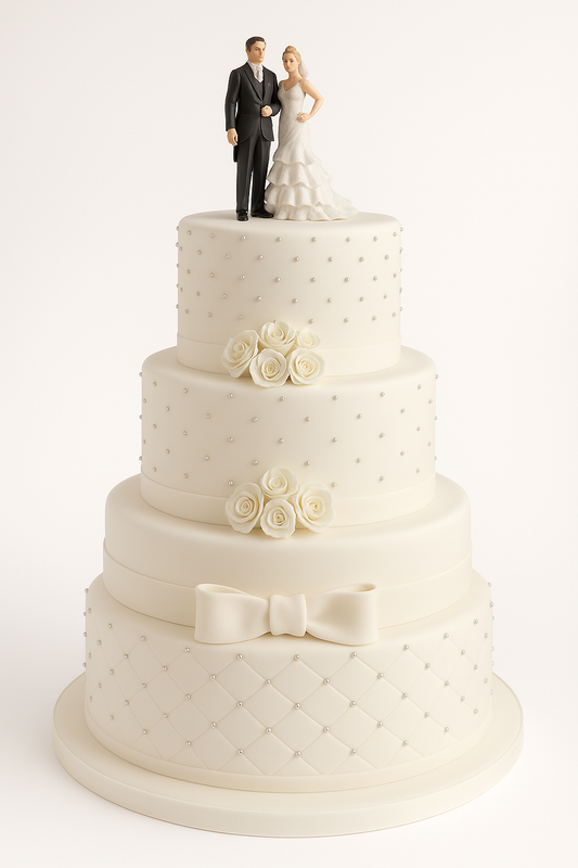 Elegant Pearl Wedding Fondant Cake