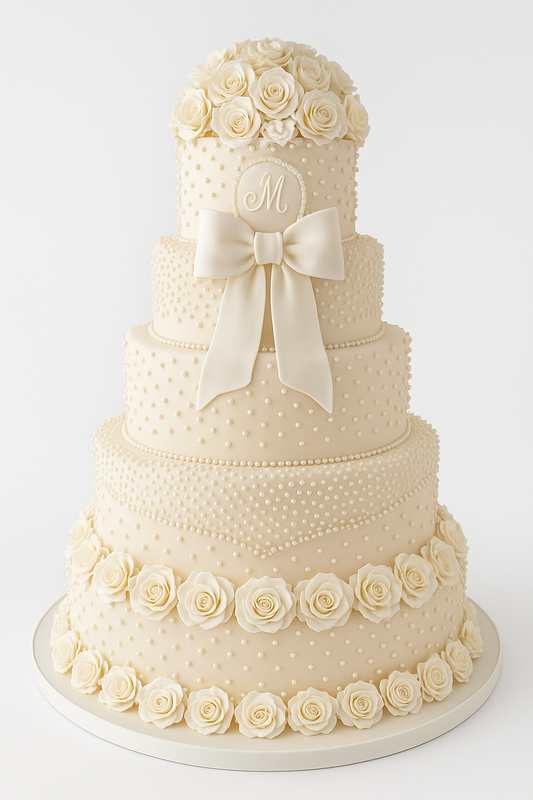 Pearl Elegance Rose Combination Cake