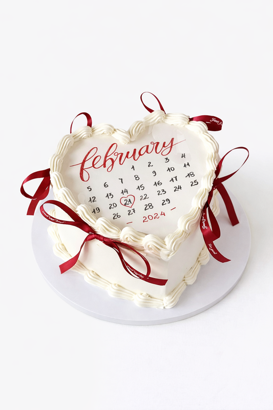 Calendar Theme Cream Anniversary Cake