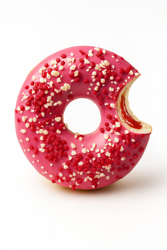Raspberry & White Choc Donut
